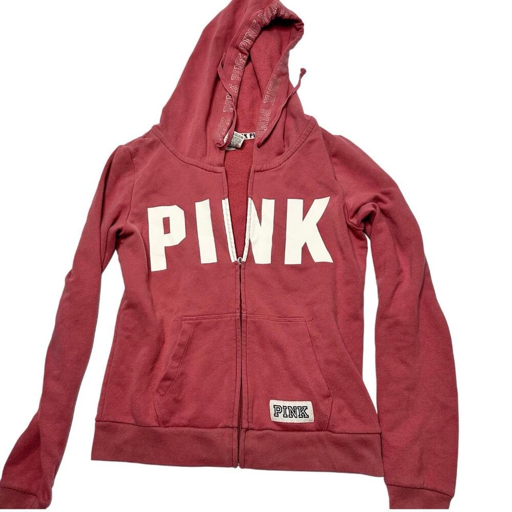 PINK Victorias Secret Vintage Zip Up Hoodie Jacket Size Small